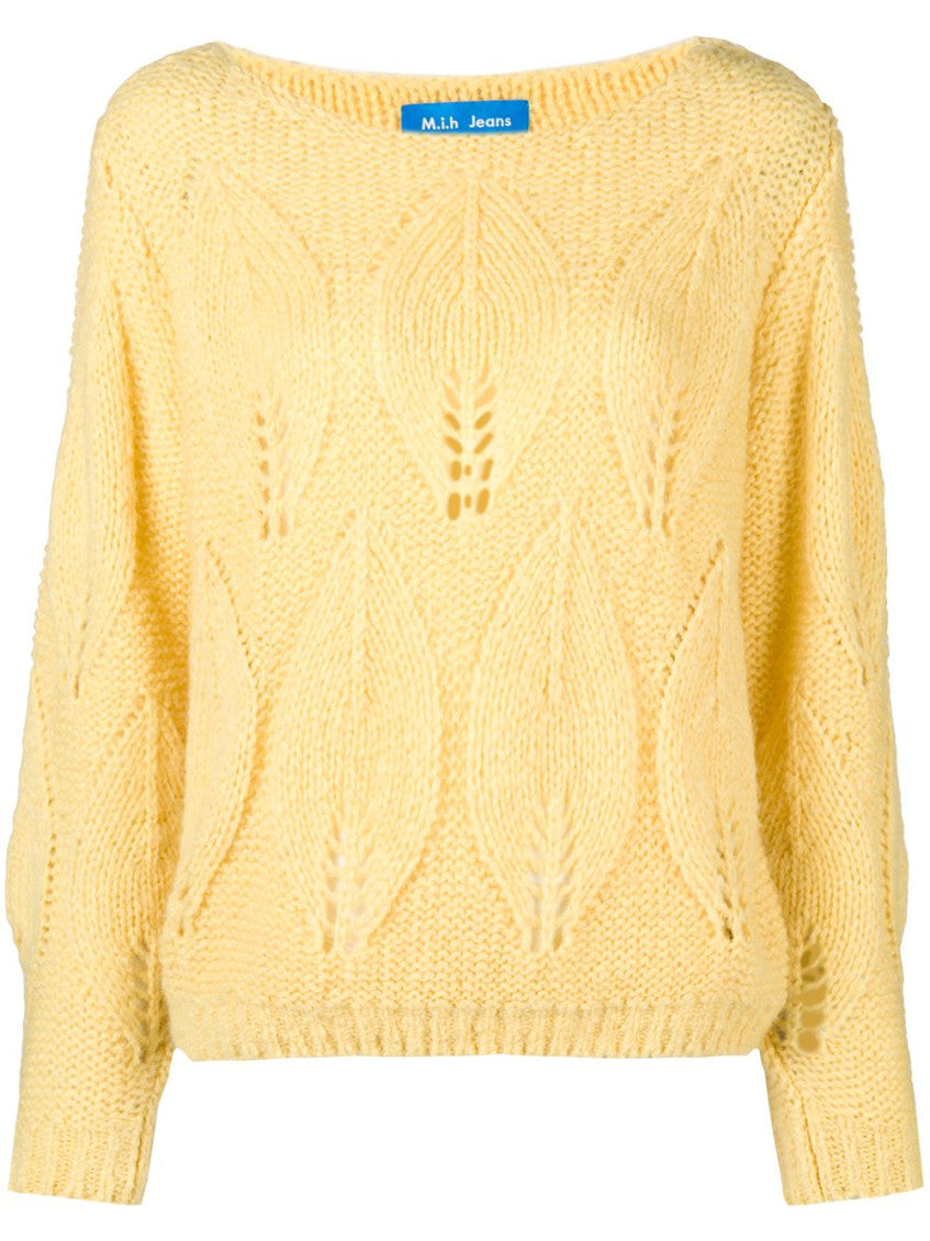 Yellow M.I.H. Lacey Leaf Knit Sweater 1