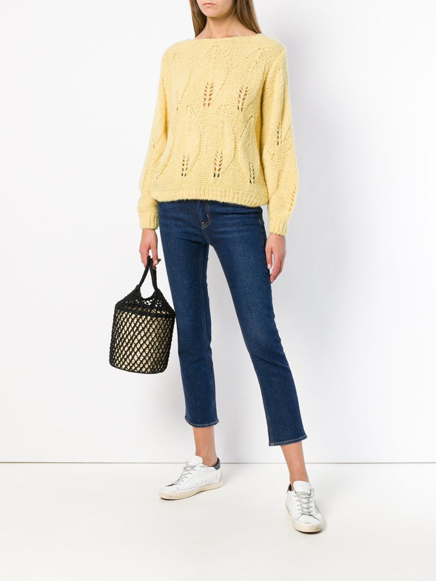 Yellow M.I.H. Lacey Leaf Knit Sweater 2