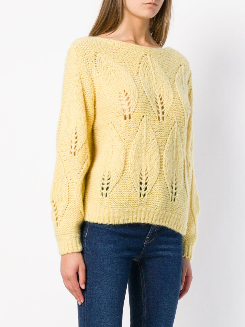 Yellow M.I.H. Lacey Leaf Knit Sweater 3