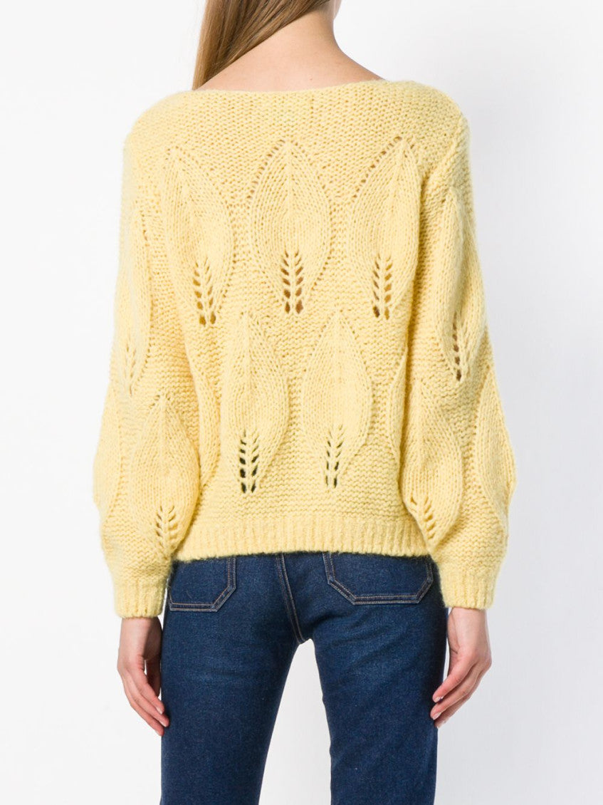 Yellow M.I.H. Lacey Leaf Knit Sweater 4