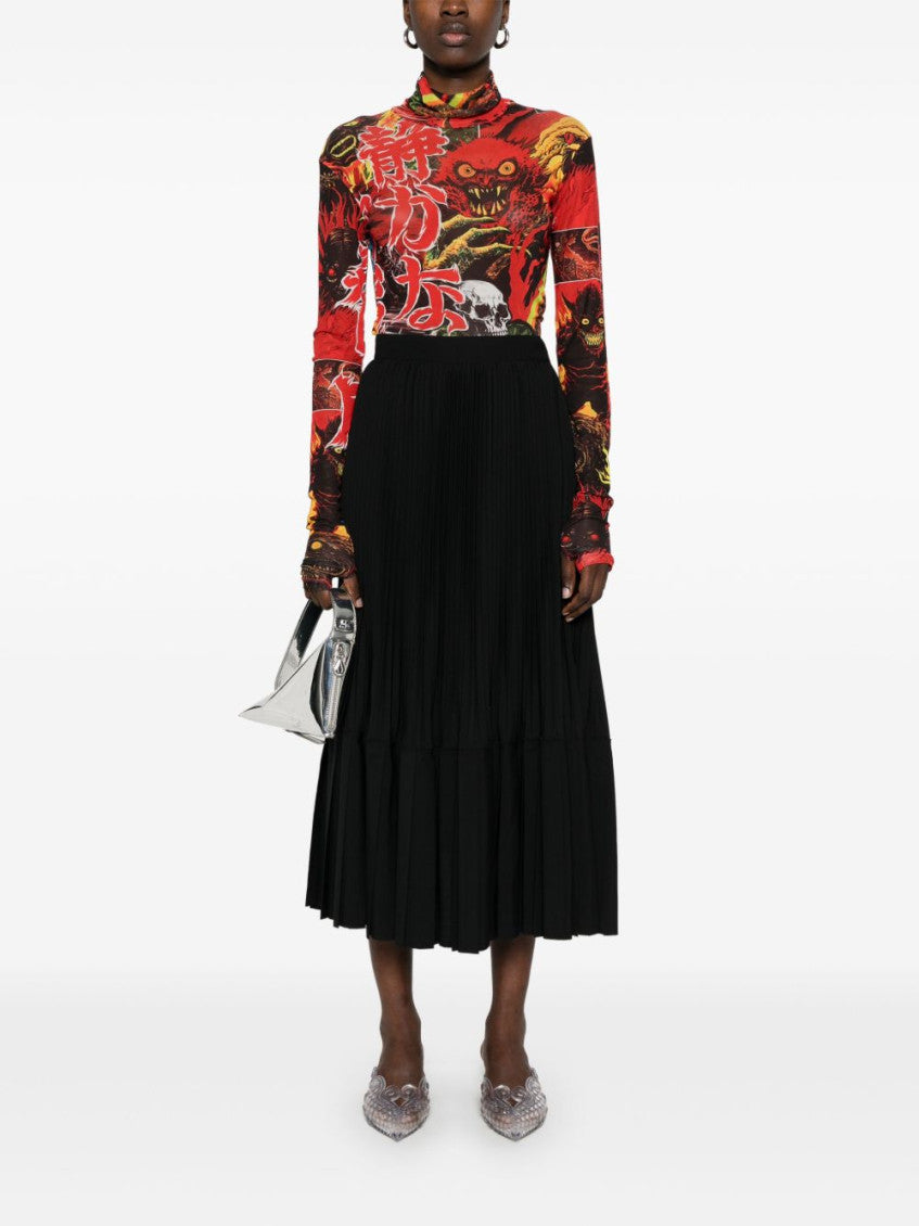Black Pleated Midi Skirt 5