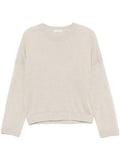 Grey Linen And Silk Crewneck Sweater 1