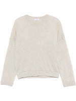 Grey Linen And Silk Crewneck Sweater 1