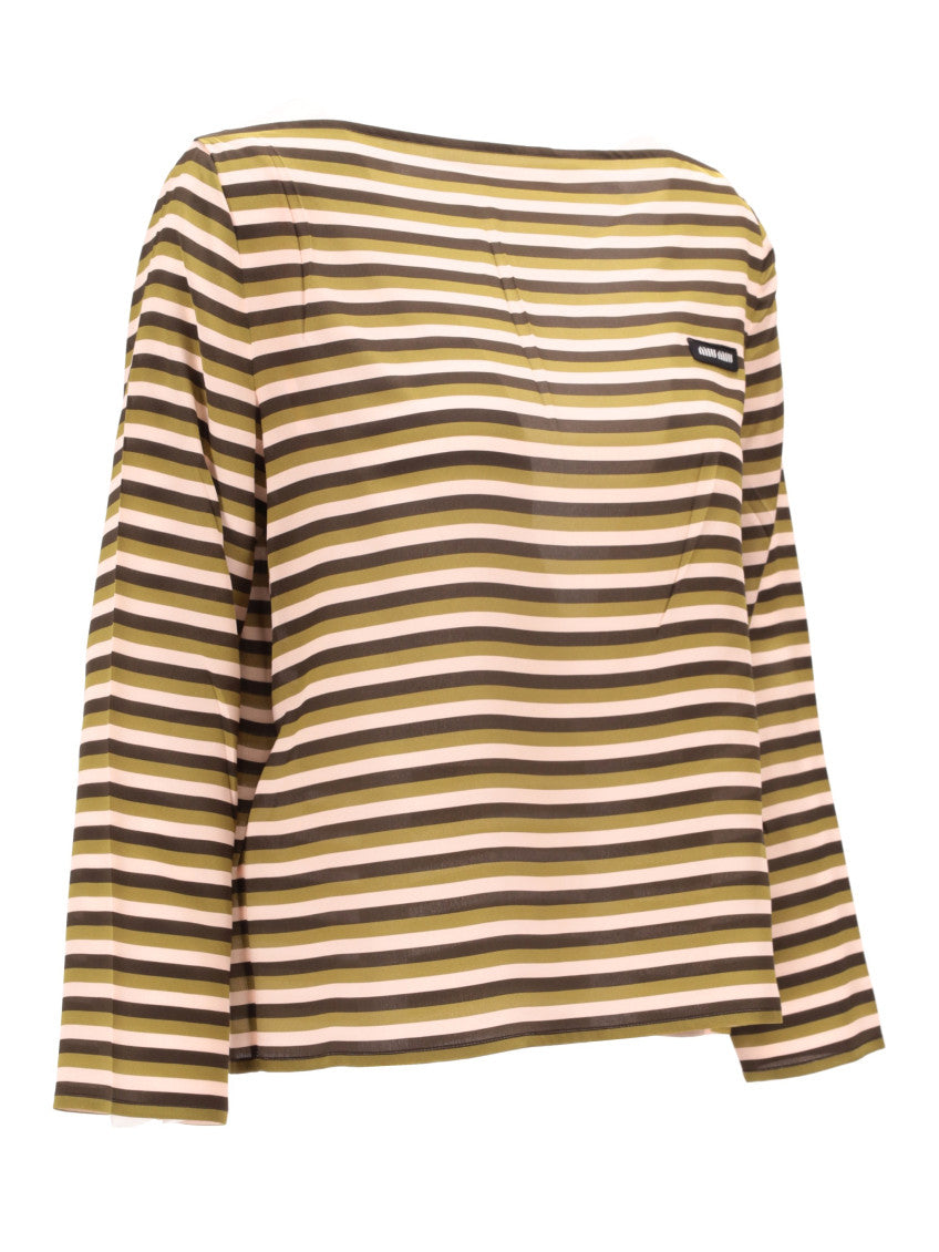 Multicolour Boat Neck Logo Detail Top 2