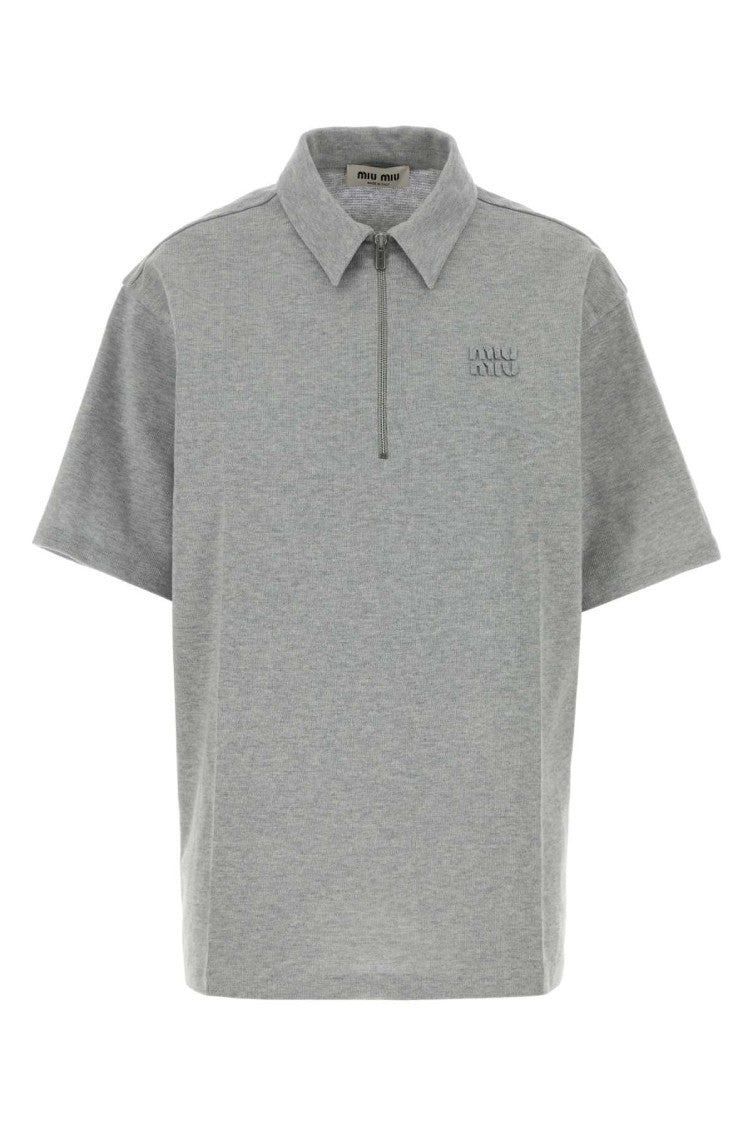 Grey Shirt Collar Oversize Polo Shirt 1
