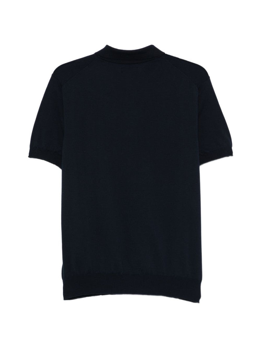 Blue Cotton Solid Polo 3