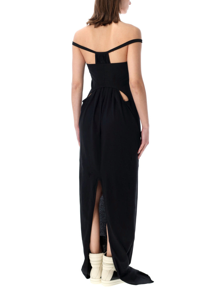 Black Draped Sleeveless Maxi Dress 2