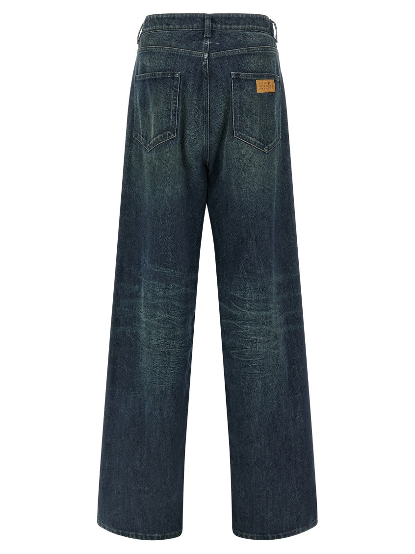 Blue Wide Leg Denim Jeans 4