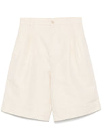 Beige Linen and Cotton blend Shorts 1