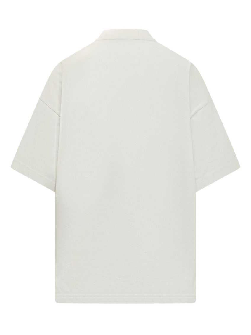 White Graphic Mock Collar T-Shirt 2