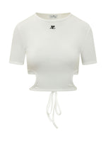 White Logo Round Neck T-Shirt 1