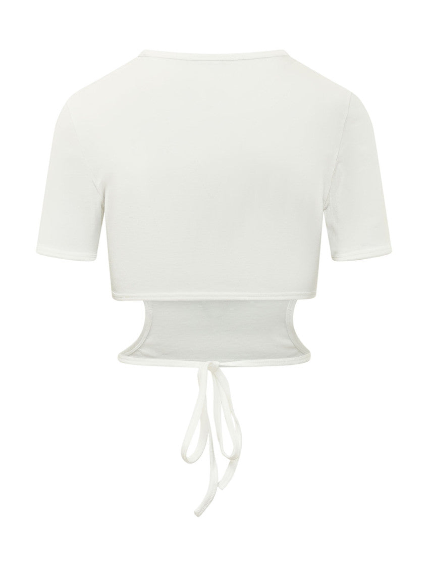 White Logo Round Neck T-Shirt 2