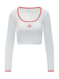 White Logo Scoop Neck T-Shirt 1