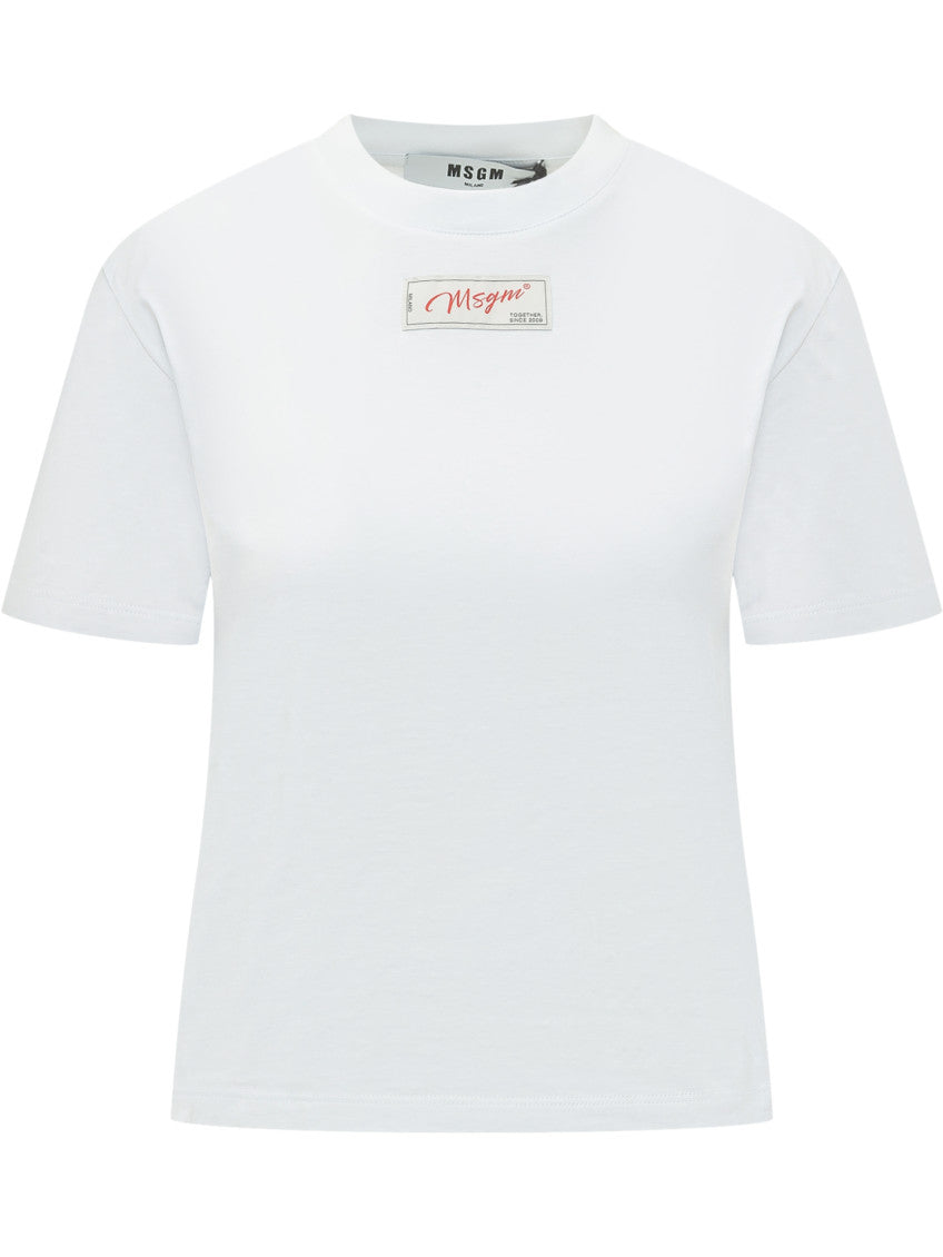 White Logo Crew Neck T-Shirt 1