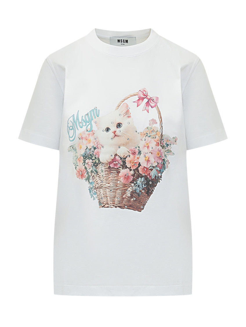 White Graphic Crew Neck T-Shirt 1