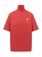 Red Solid Mock Collar T-Shirt 1