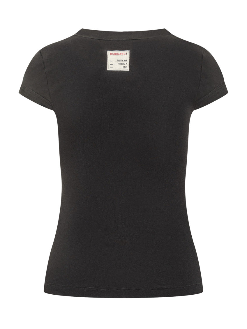 Black Graphic Crew Neck T-Shirt 2