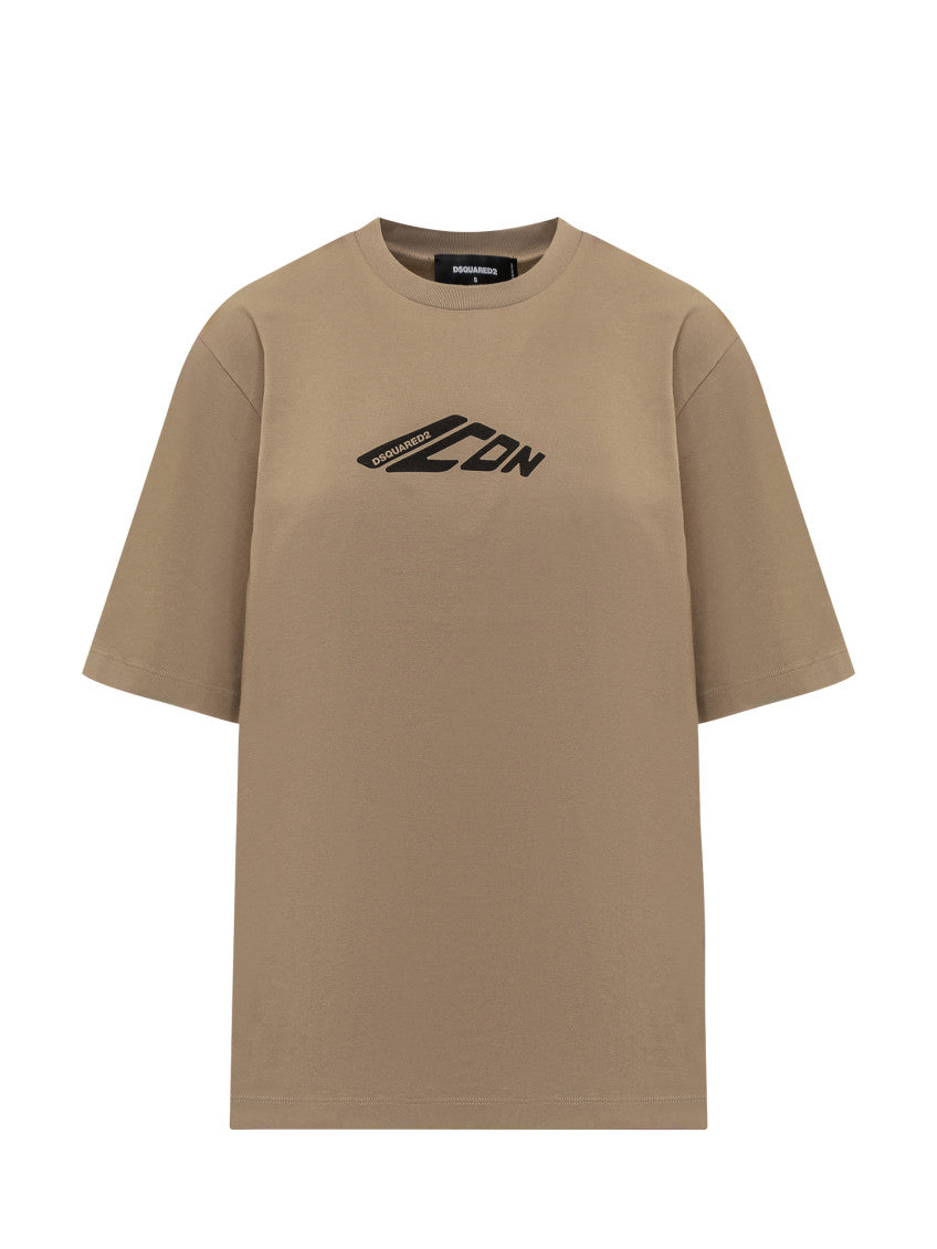 Beige Logo Crew Neck T-Shirt 1