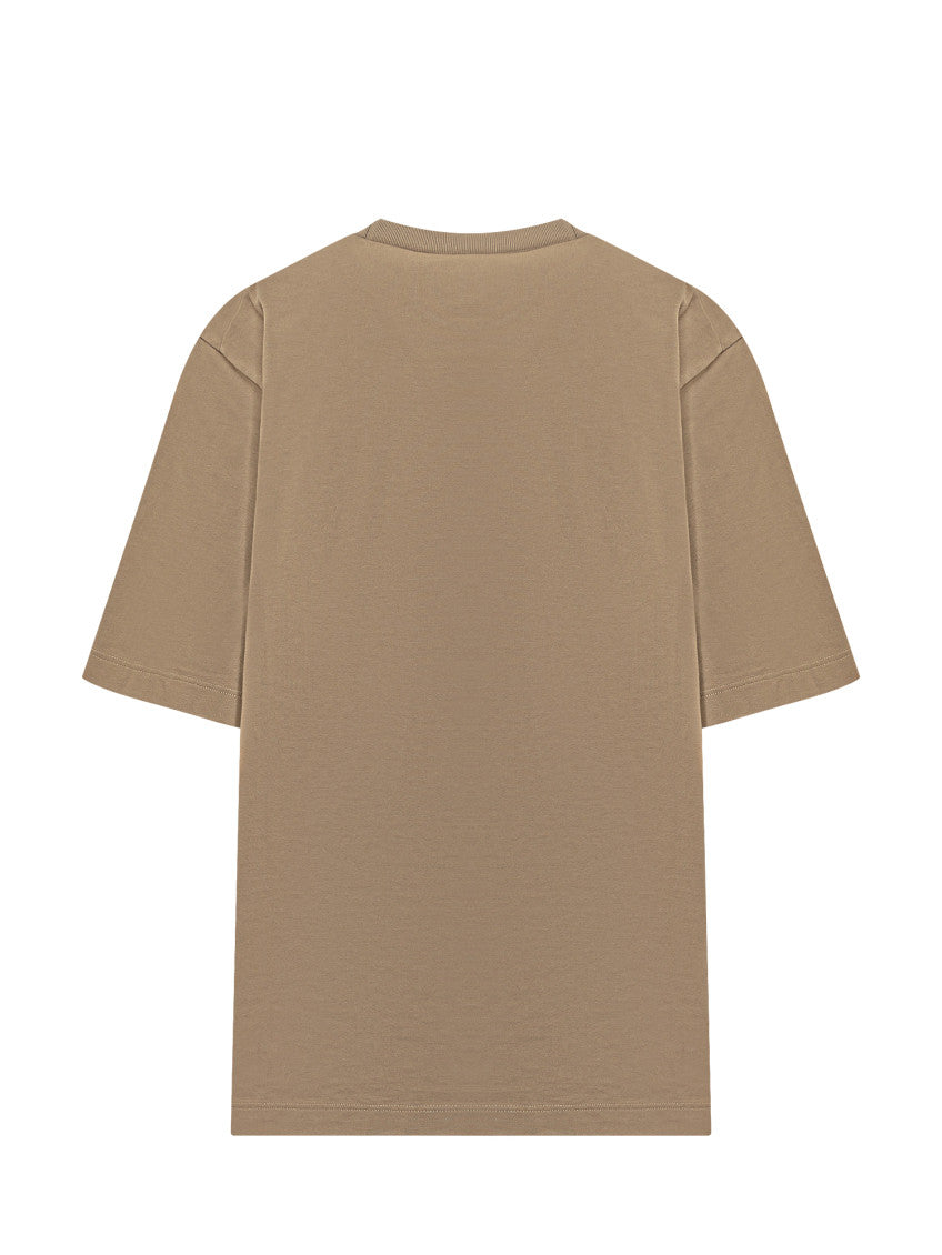 Beige Logo Crew Neck T-Shirt 2