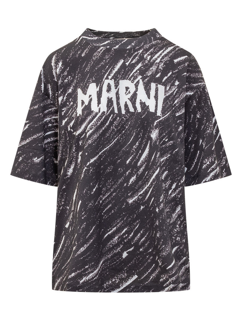 Blue Logo Print Crew Neck T-Shirt 1