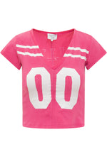 Pink Printed V Neck T-Shirt 1