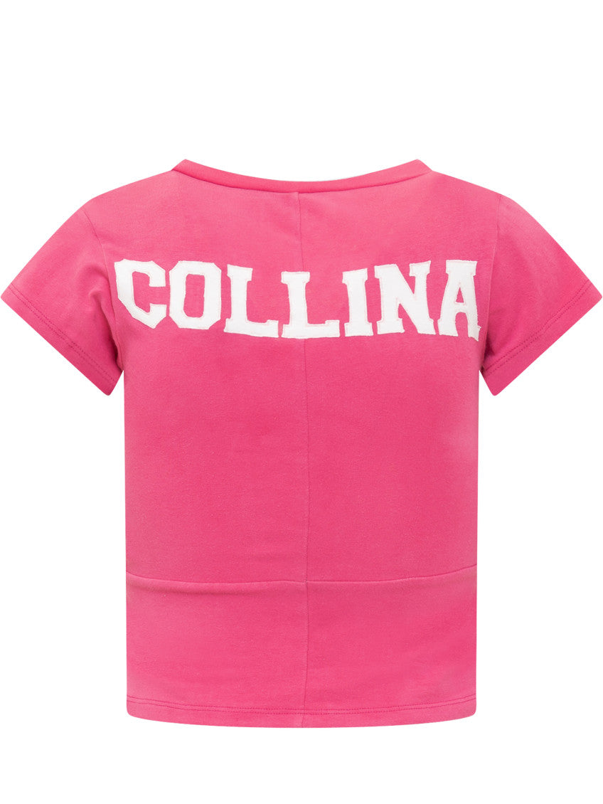 Pink Printed V Neck T-Shirt 2