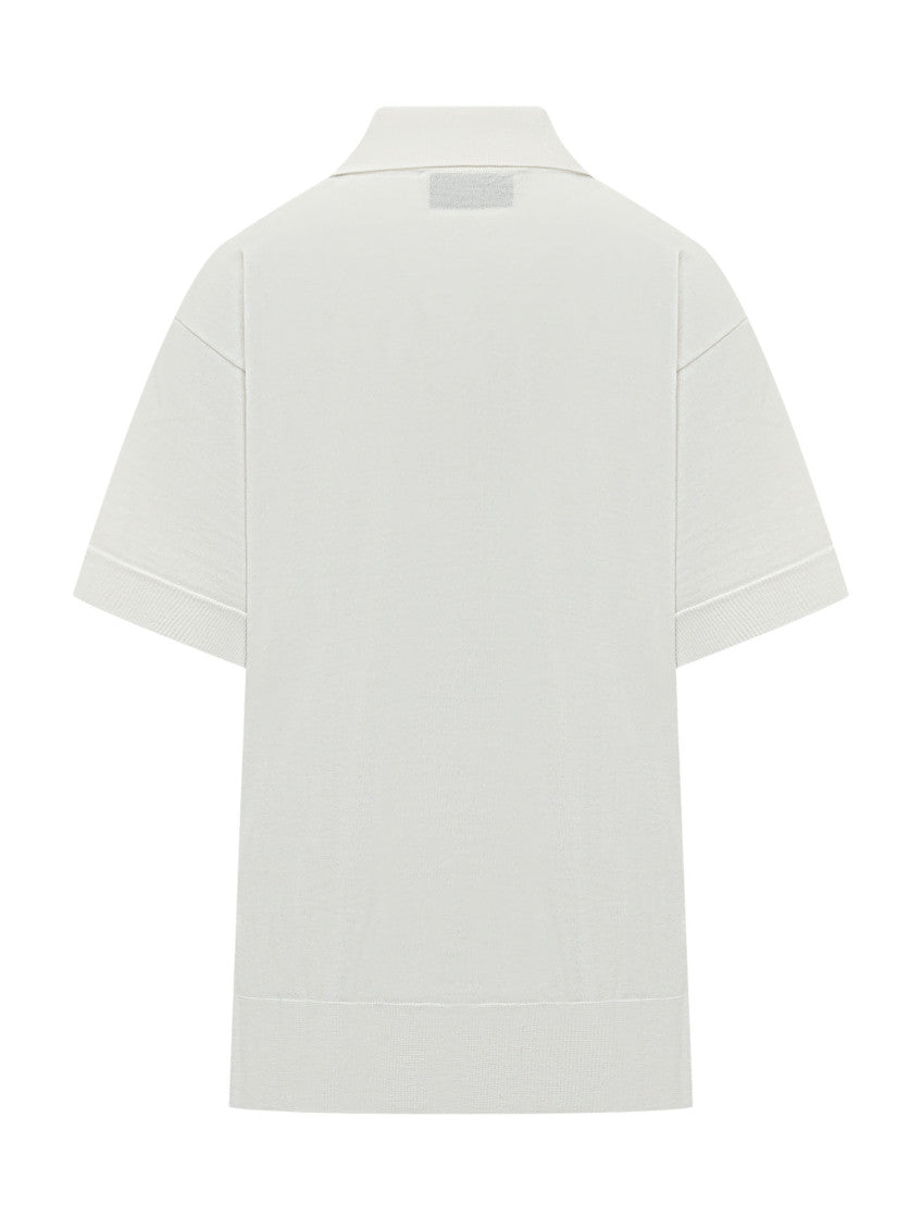 White Solid Shirt Collar Polo 2