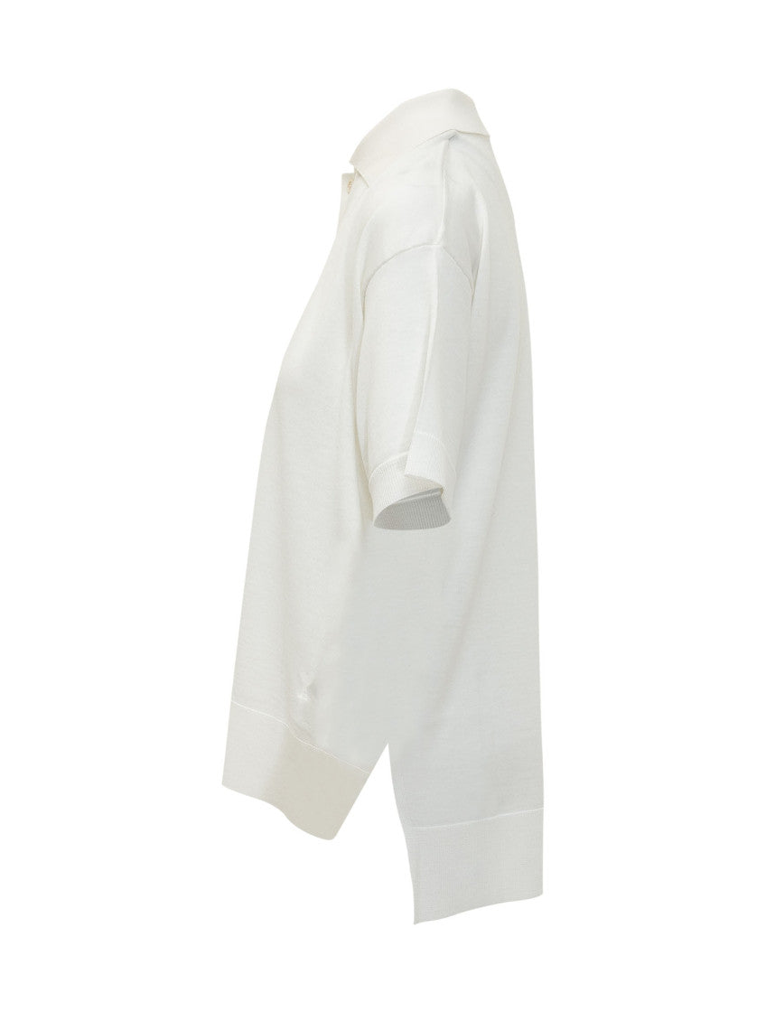 White Solid Shirt Collar Polo 3
