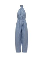Blue Stripes Halter Neck Jumpsuit 1
