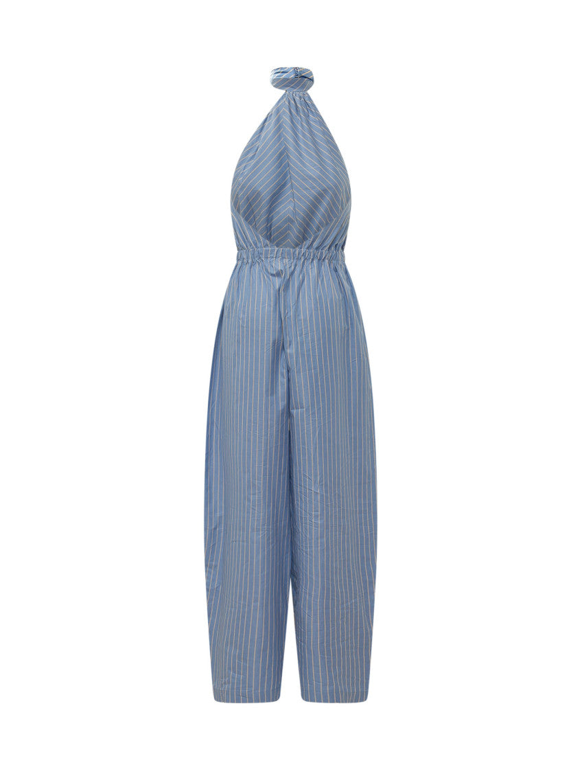 Blue Stripes Halter Neck Jumpsuit 2