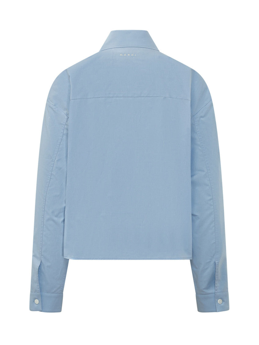 Blue Embroidered Oversized Shirt 2