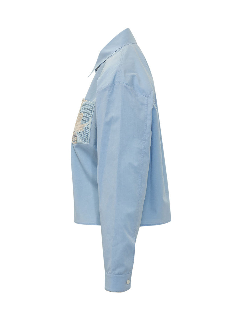 Blue Embroidered Oversized Shirt 3