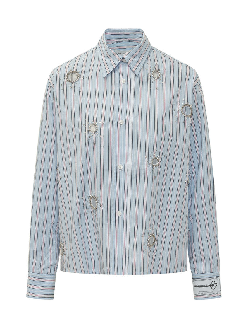 Blue Embellished Stripes Shirt 1
