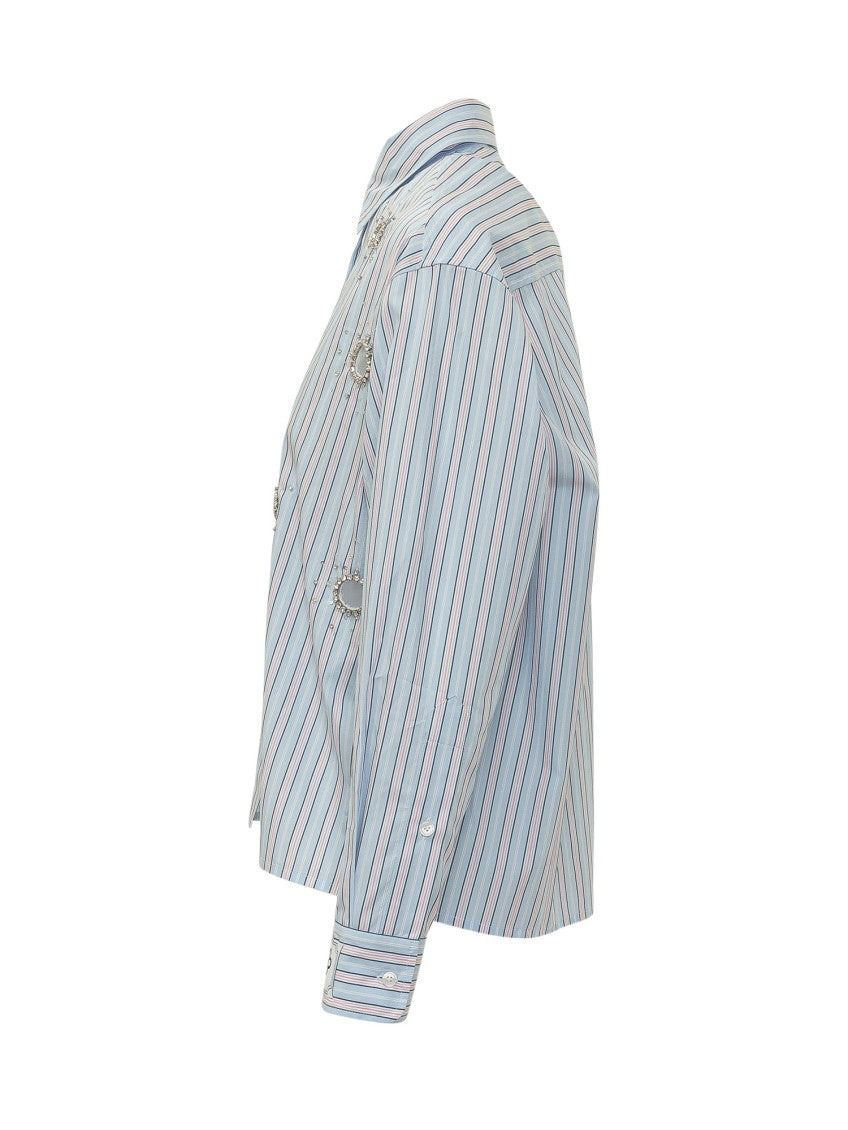 Blue Embellished Stripes Shirt 3