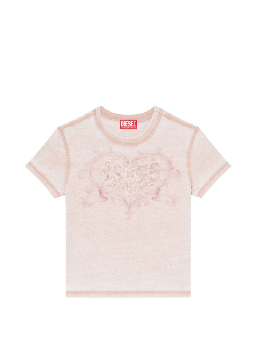 Light Pink Graphic Crew Neck T-Shirt 1