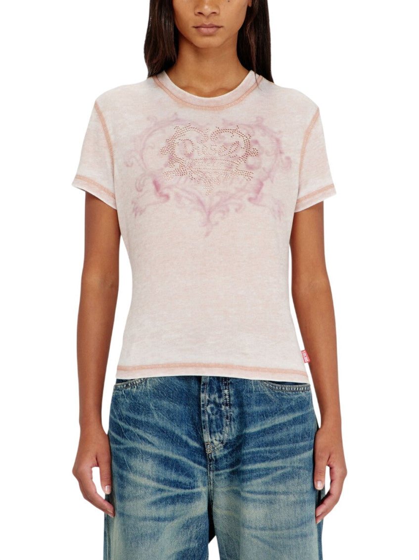 Light Pink Graphic Crew Neck T-Shirt 4