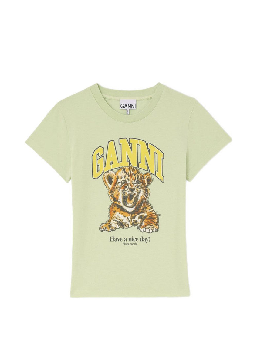 Light Green Graphic Cotton T-shirt 1