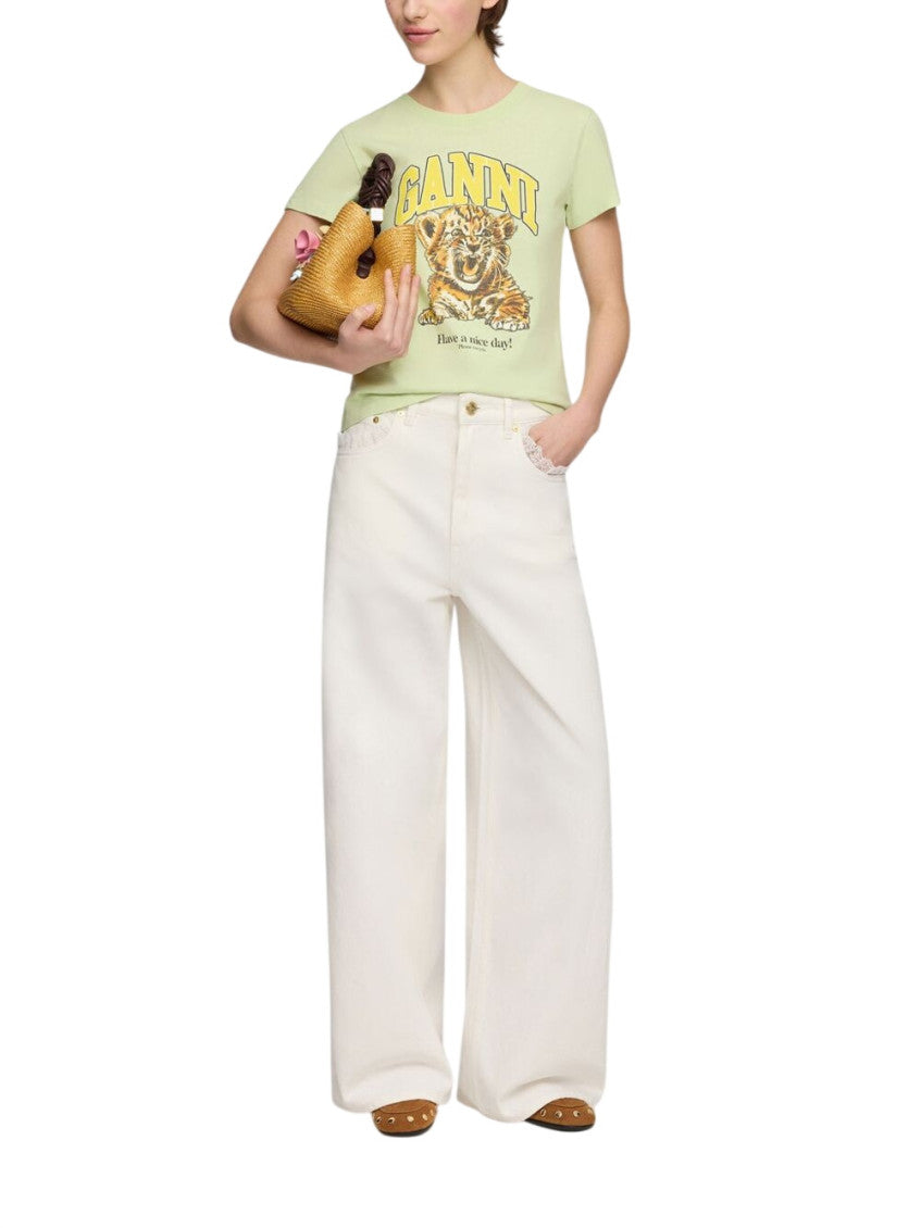 Light Green Graphic Cotton T-shirt 2