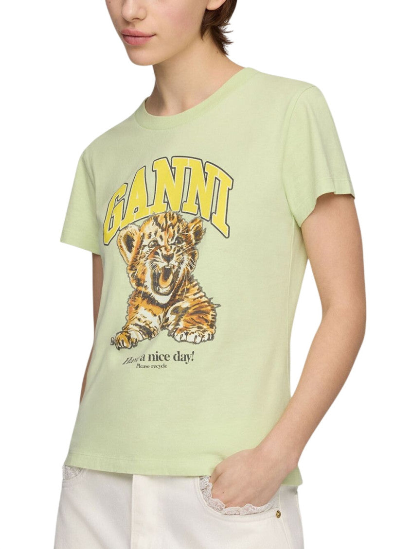 Light Green Graphic Cotton T-shirt 4