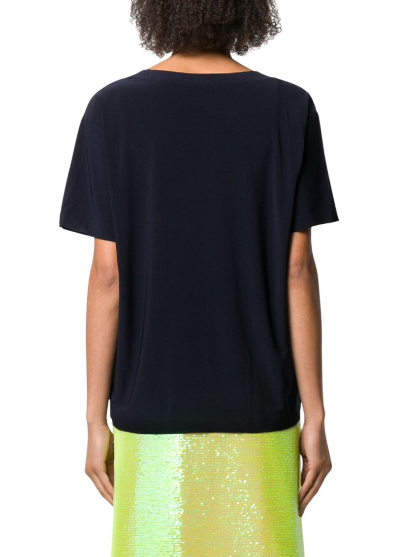 Navy Solid Round Neck T-Shirt 2