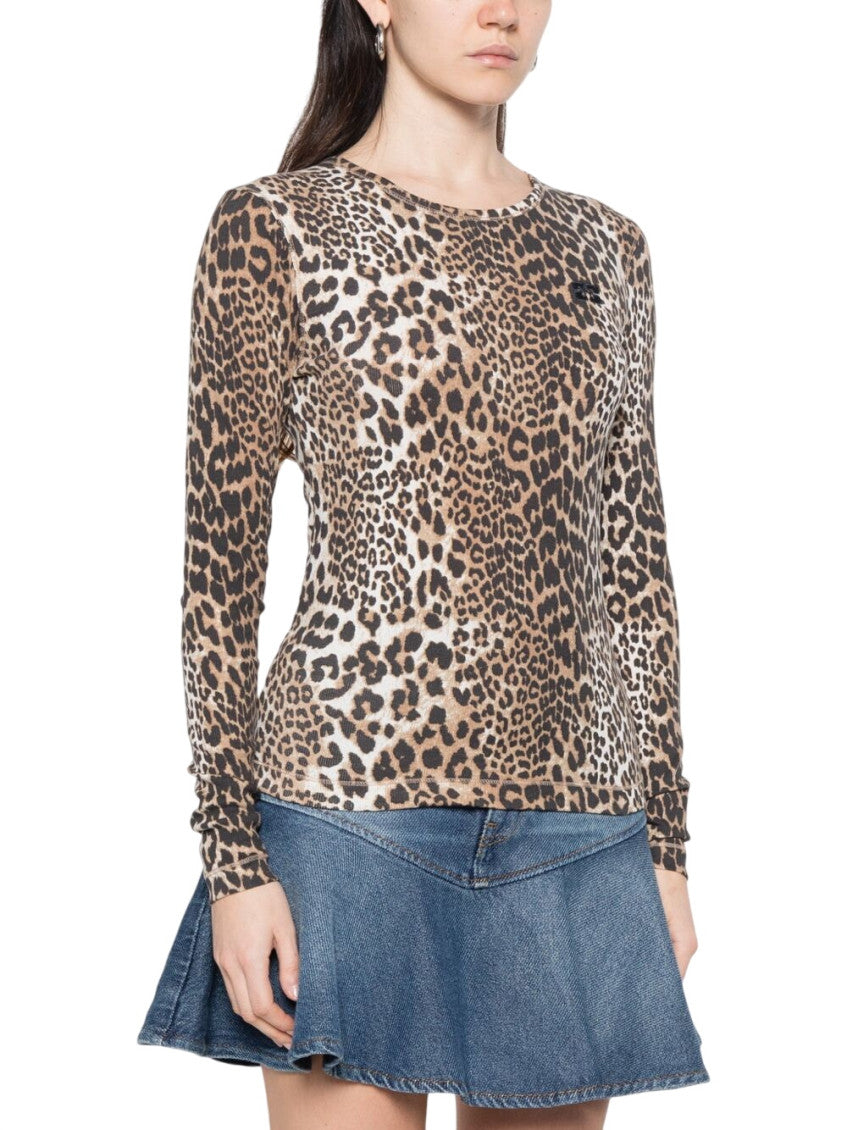 Brown Animal Print Round Neck T-Shirt 4