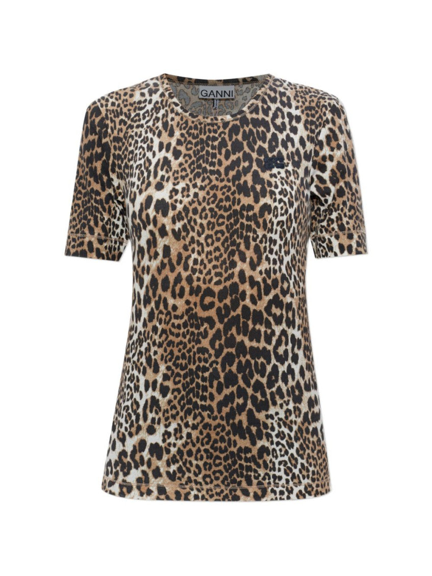 Brown Animal Print Crew Neck T-Shirt 1