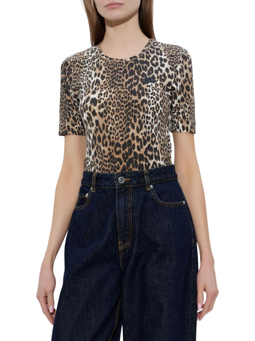 Brown Animal Print Crew Neck T-Shirt 2