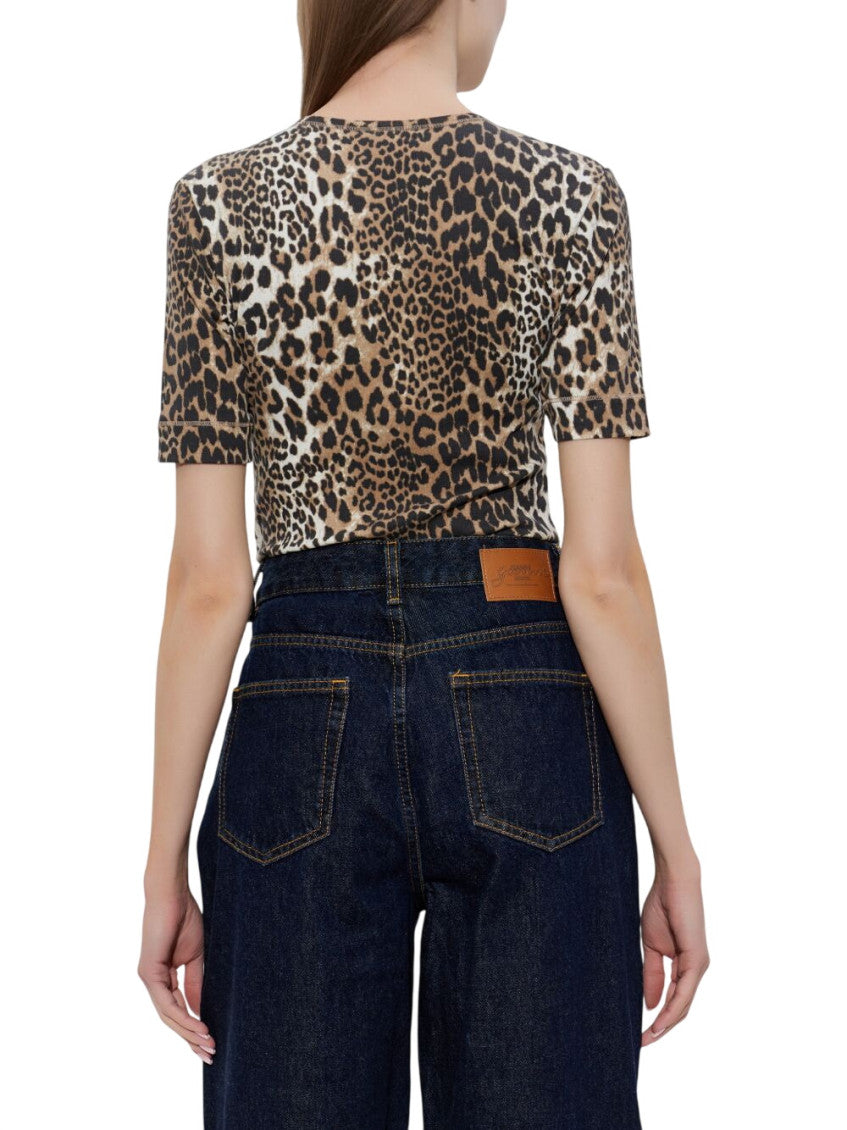 Brown Animal Print Crew Neck T-Shirt 3