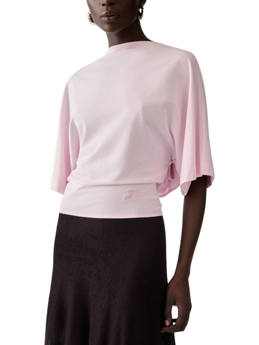 Pink Solid Round Neck T-Shirt 4