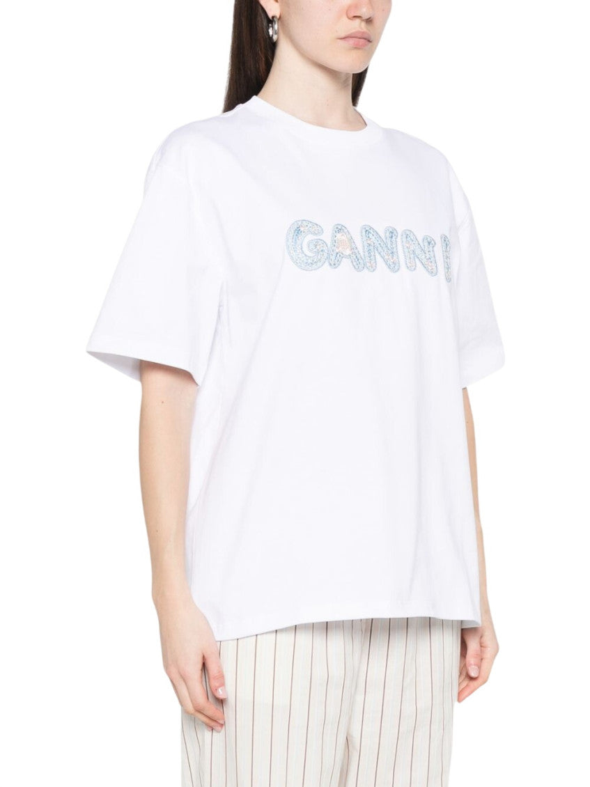 White Logo Crew Neck T-Shirt 4