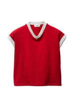 Red Solid V Neck T-Shirt 1