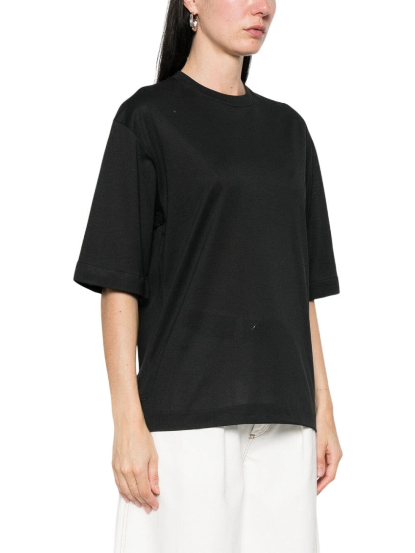 Black Solid Crew Neck T-Shirt 2