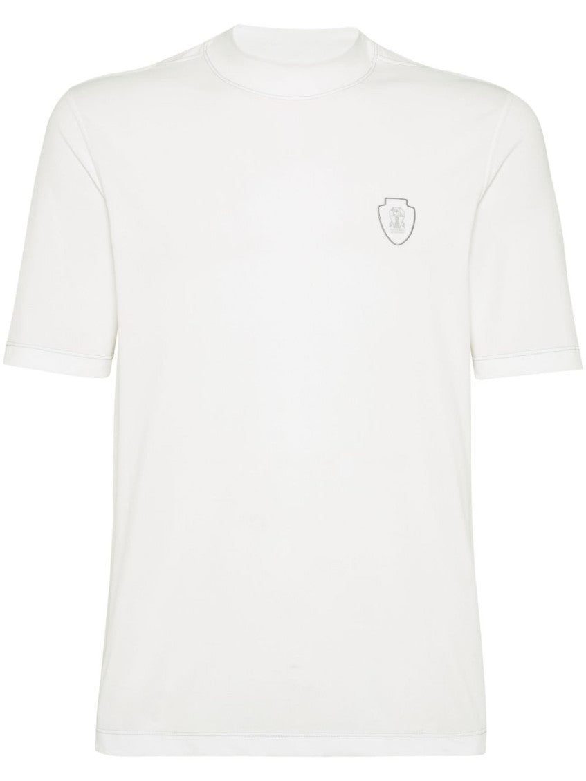 White Mock Collar T-Shirts 1