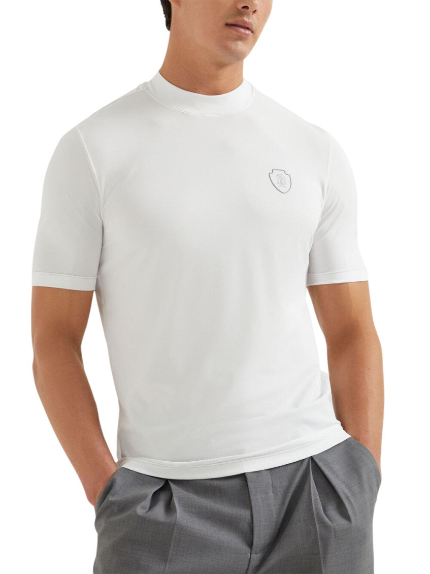 White Mock Collar T-Shirts 2